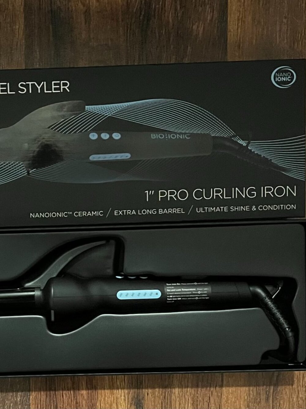Bio Ionic Long Barrel Styler 1" Pro Curling Iron NEW